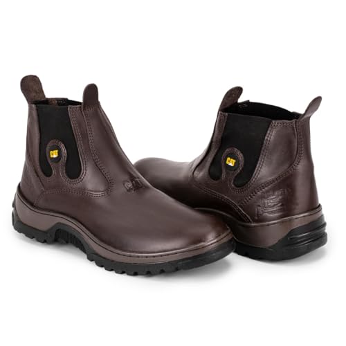 Botina Masculina Bota De Couro Legitimo Conforto E Durabilidade (Marrom, BR, Adulto, Numérico, 39)