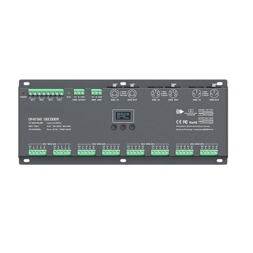 DMX/RDM CV �f�R�[�_�[ DC12-24V 3A/CH 32 �`�����l�� 96A (32CH) 24 �`�����l�� 72A (24CH) 3 �s�� XLR�A5 �s�� XLR�ARJ45�A�ΐF�[�q(32 Channel OLED)