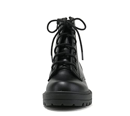 Soda Firm-Iis Girls Lace Up Side Zipper Vegan Leather Combat Boots (Black, Numeric_3) #TOP2
