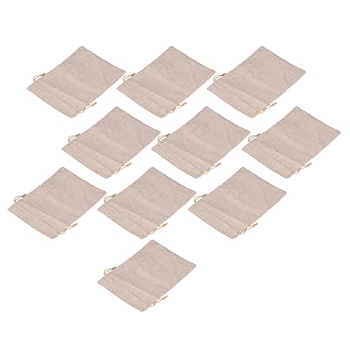 Sacs à Cordon en Coton, Sac Réutilisable Sacs en Coton Naturel avec Cordon de Serrage Sacs à Produits en Vrac Sac Cadeau Pochette à Bijoux pour Fête Mariage Maison Stockage 9 X 6.7in 10Pcs Cover