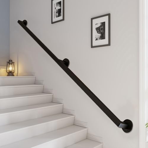 Rampe d'escalier métallique durable avec supports muraux renforcés