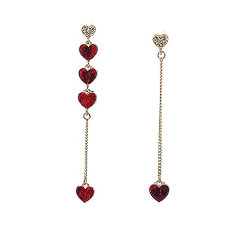 Fuvirou Asymmetric Heart Drop Dangle Earrings Cute Love Dangling Stud Earrings Statement Gift For Women Girls Valentines Anniversary (Heart-Shaped) #TOP5