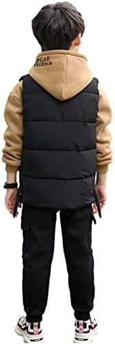 amropi Boy's Hoodie Tracksuit Set Pullover Sweatshirt Vest Top Jogging Pants 3 Pieces Sweatsuit for Age 3-12 Years 4 31FBE