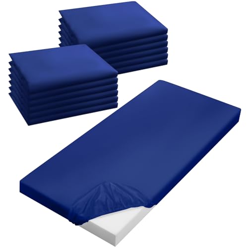 Image of VitalCozy 12 Pcs Daycare Cot Sheets for Sleeping Bulk 48 x 24 Inch Standard Size Preschool Soft Breathable Nap Rest Mat Crib Sheet for Kids Baby Boys Girls (Dark Blue)