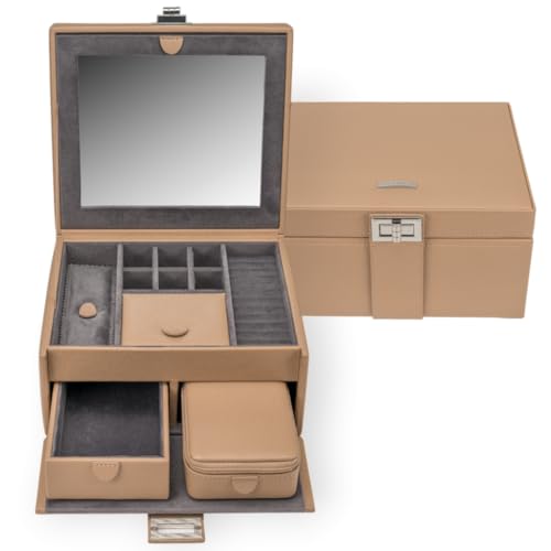 Boîte à bijoux Windrose Marvella camel coffret de rangement compact - 2