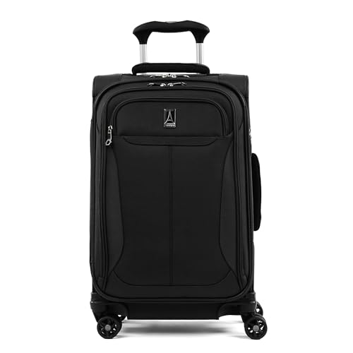 Travelpro Tourlite Softside 2-Piece Set, Expandable Luggage with 4 Spinner Wheels, Lightweight Suitcase, 21" Carry-On, 25" Checked Medium, Black, Black, Carry-On 21-Inch, Luggage