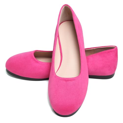 Dear Time Women Flat Shoes Fashion Comfortable Slip on Round Toe Ballet Flats Rose Size 8.5