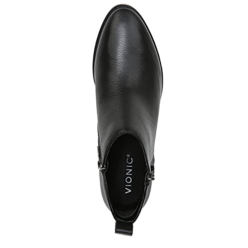 Vionic Cecily Women's Ankle Heeled Boot Black Wp Tmbl Lthr - 8 Medium #TOP2