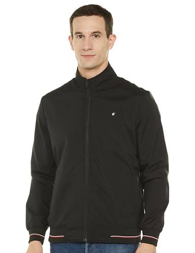Image of Qube By Fort Collins Men's Polyester Standard Length Regular Fit Windbreaker Jacket - All-Weather & Winter Protection, Lightweight & Windproof
