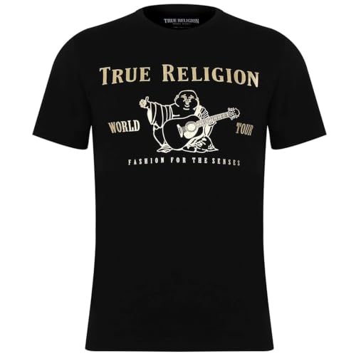 True Religion Herren Kurzärmliges Buddha-Motiv T-Shirt, Schwarz, XL – Ansicht 1