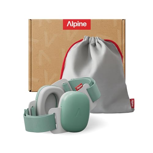 Image of Alpine Muffy Baby Comfort - Protects Hearing for Babies and Toddlers - CE & ANSI Certified - Unique Headband for Safe fit & Comfort - Multi-adjustable for Ages 3-48 Months, 24dB Sound Reduction, Green