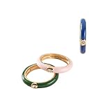 3 PCS Colorful Stacking Rings for Women Cute Y2K Ring Set 14k Gold Plated Cubic Zirconia Vintage Enamel Trendy Stackable Finger Bands Birthday Gift for Teen Girls - Style B