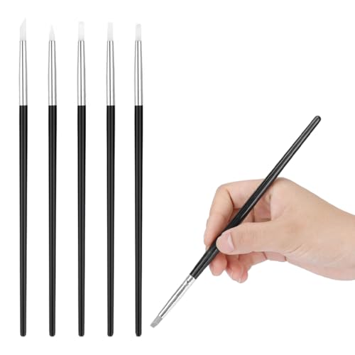 QOCUILC Pinceles de silicona, paquete de 5 pinceles de silicona flexibles para esculpir y pintar uñas, pinceles de silicona