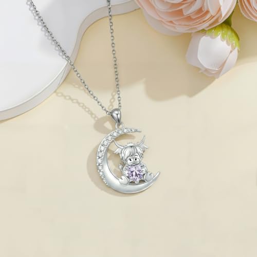 Image of PROESS Animal Birthstone Necklace 925 Sterling Silver Otter /Axolotl /Hippo /Elephant /Dachshund /Monkey /Red Panda Pendant Necklace Animal Birthstone Jewelry Gifts for Women