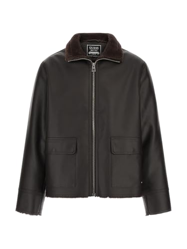 GUESS Men's Ryder Bonded Faux Leather Zip Jacket