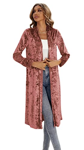 Image of R.Vivimos Women's Long Sleeves Casual Velvet Jacket Open Front Cardigan Coat Outerwear
