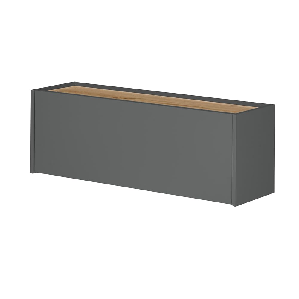 Lomadox Homeoffice Set anthrazit mit Eiche 2-teilig modern, 1 Sekretär, 1 Hängeschrank