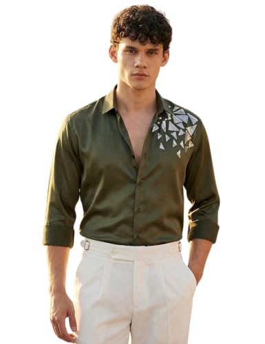 Image of IndoPrimo Men's Stylish Satin Shirt for Party, Formal, Daily and Casual Wear Full Sleeve Shirt for Mens - Trio