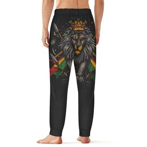 Lion Flag Reggae Rastafarian Rasta Men's Pajamas Soft Sleep Pants Casual Sweatpants Pjs Sleepwear for Home2