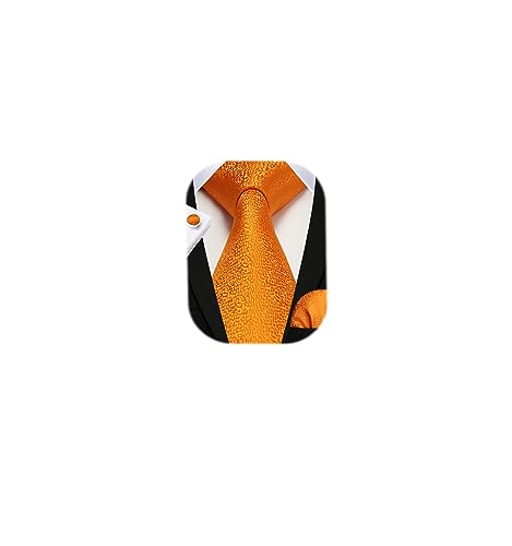 Image of HISDERN Mens Ties Set Stripe Plaid Ties for Men and Pocket Square Cufflinks Formal Silk Necktie Wedding Business