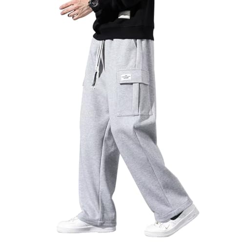 [ｉｎｏｔｅｎｋａ] M-5XL スウェットパンツ ジャージ メンズ 下 メンズ カーゴパンツ トラックパンツ 綿 ワイドパンツ ズボン 大きいサイズ(M ライトグレー)