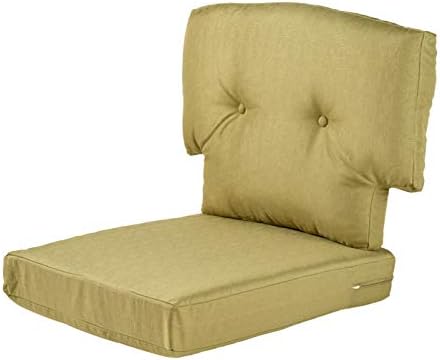 Quality Outdoor Living All Weather Deep Seating Patio Chair T-Back Style Seat and Back Cushion Set, 23-Inch by 26-Inch, Green (Pack of 2)
