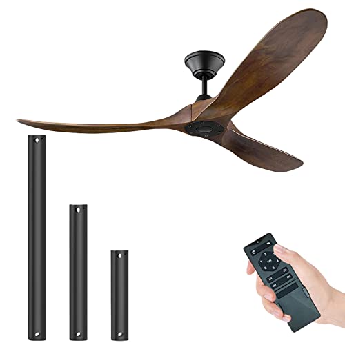 60 "ventilatore da soffitto esterno con telecomando, ventilatore da soffitto senza luce, 1/4/8h temporizzazione, moderno ventilatore da soffitto impermeabile interno/esterno