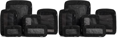 Image of Aerotrunk Compression Packing Cubes for Travel - Luggage Organizer Bags - Double Zipper Packing Cubes for Suitcases (12-Pack, Black)