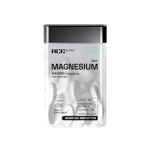 Image of Ace Blend Max Magnesium Glycinate (60 tablets) | 1600mg Triple Complex | 440mg Elemental Magnesium | Calcium, Vegan Vitamin B12 & D3 | Promotes Deep Sleep, Muscle Recovery & Heart Health