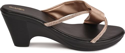 Image of Action Women's Crystal-Embellished Suede Platform Sandals|Stiletto Heel| Cross-Strap Design Bronze, Black