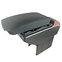 CarJoy Universal Armlehne Mittelarmlehne Konsole Mittelkonsole Auto Aufbewahrungsbox Organizer mit Getränkehalter Schwarz PU Leder