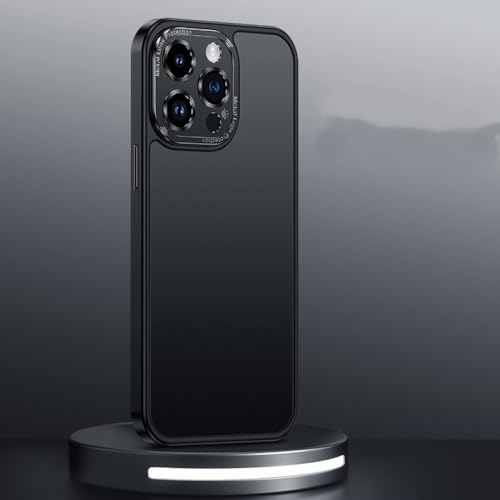 Étui rigide de luxe pour iPhone 14 Pro noir protégeant l'objectif au quotidien