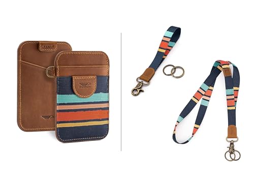 POCKT Slim Card Holder Wallet + Wrist and Neck Lanyard for Keys Bundle for Women | Cali
