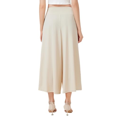 Turnhier Womens Culottes Elastic Waist Wide Leg Pants Casual Summer Palazzo Pants Lounge Trousers with Pockets4