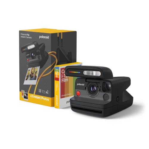 Polaroid Flip Instant Camera + Color Film Bundle (16 Photos Included) - Black (6565) - Hyperfocal 4-Lens System, Sonar autofocus, and Sence Analysis with Bluetooth paired Companion app