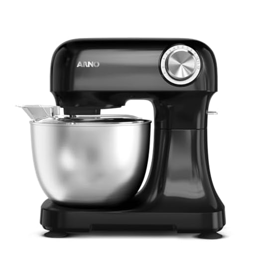 Batedeira Arno Planetária Bake Easy KM10, 500W, Preta com Tigela Inox, 3,5L, 12 Velocidades, Transmissão Direta, 3 Batedores, Tampa Anti-Respingos e Design Compacto, 110V