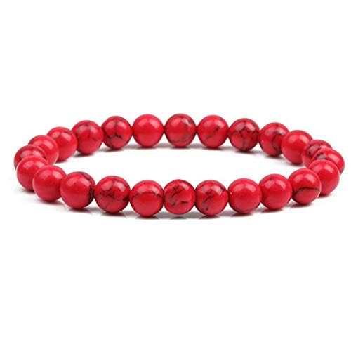 EDMIRIA Red Howlite Semi Precious Stones Reiki Chakra Healing Yoga Meditation Crystal Fengshui 8mm Gemstones Round Beads Stretchable Bracelet for Men & Women (B0D8BS8G6Y) Amazon Price History, Amazon Price Tracker