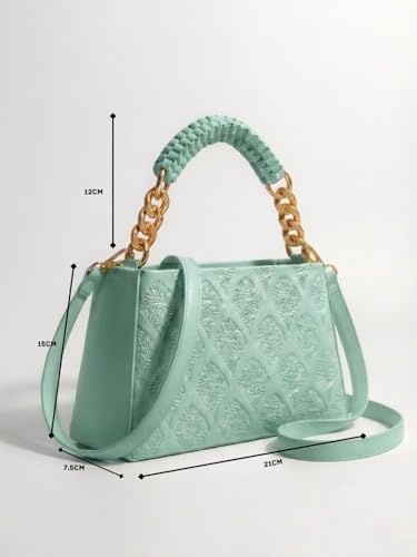 Image of LIKE STYLE Women's Embossed PU Sling Bag | Dual Compartment Shoulder & Crossbody Bag with Braided Handle | Stylish Handbag for Office & Casual Use | Durable Material