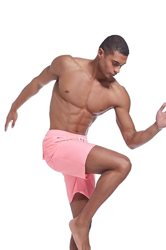 QRANSS Men's Fashion 7 inch Quick Dry Swim Trunks Zipper Pockets Bathing Suit Beach Shorts Boardshorts Without mesh Liner3