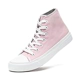 xinlanlin Toddler Sneakers for Girls Boys High Top Kids Lace Up Canvas Fashion Shoes Comfortable Classic Casual Running Walking Shoe Pink