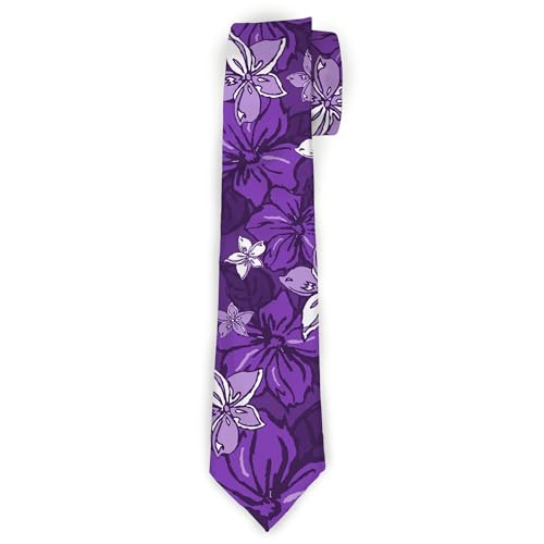 Cravate Buckle-Down violette imprimé hibiscus longueur standard pour costume homme