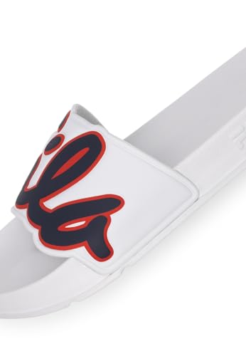 FILA Homme SCRITTO Slipper Sandale à glissière, White Navy, 44 EU