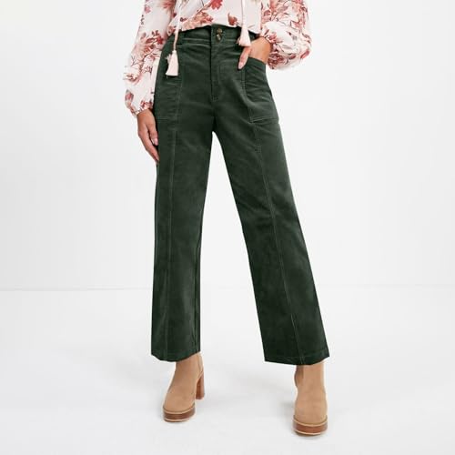 Corduroy Pants Women Wide Leg Trousers High Waisted Pull on Dress Pants Business Casual Office Work Pants with Pockets2