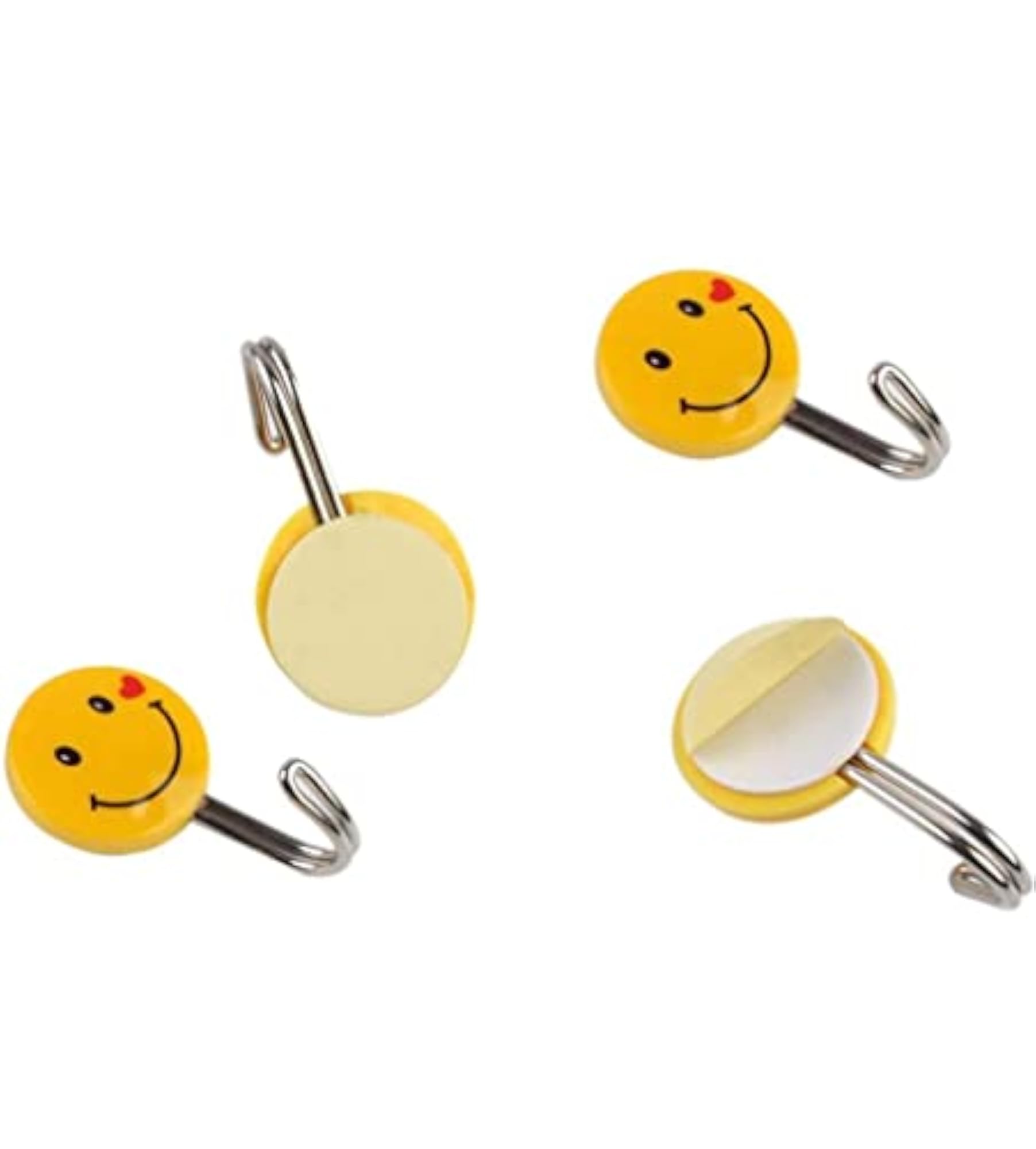 Self Adhesive Smiley Wall Steel Hooks, Pack of 6