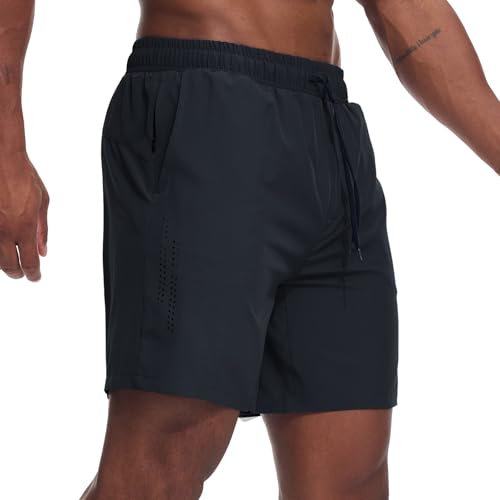 Danfiki Mens Running Shorts Gym Shorts with Pockets Lightweight with Inner Breathable Quick Drying Black