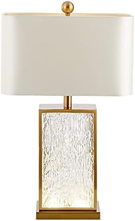 HUIBAOGONG Table Lamps for Bedroom, Modern Light Luxury Glazed Glass Lamp Body, Metal Base Bedside Decorative Glass Table Lamp for Bedroom,Living Room