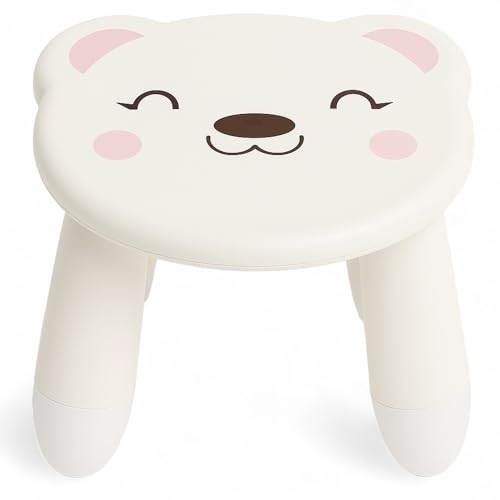 MIJOMA Kinderhocker mit Tiermotiv – Rutschfester Sitzhocker aus Polypropylen, 23x22x23 cm – Leicht, stabil & ideal fürs Kinderzimmer (Bär)