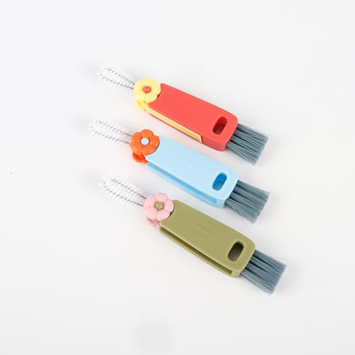 3-in-1 Water Bottle & Cup Lid Brush Cleaner Kit - Multifunctional Gap Cleaning Brush for Lids, Bottles, Straws | 3-Piece Set for Home, Travel (Bottle Brush Cleaner Tools)