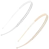 ★【El paquete incluye】: 2 diademas de doble capa con diamantes de imitación dorados y plateados