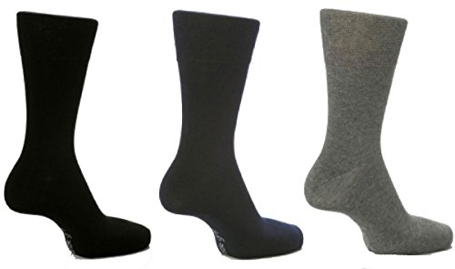 CABALLEROS Gentle Grip Llano Calcetines Por Calcetín TIENDA HONEYCOMBE Ancho arriba Paquete De 6 6-11 oscuros